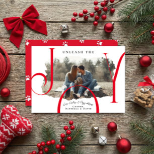 Libérez la Joie Rouge   Carte de Noël Photo Animal