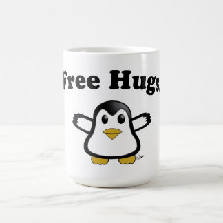 Libérez la tasse de café de pingouin d'étreintes