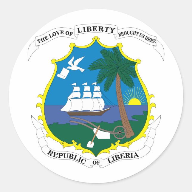 Liberia Coat Of Arms Classic Round Sticker (Front)