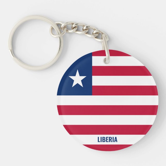 Liberia Flag Charming Patriotic Keychain (Front)