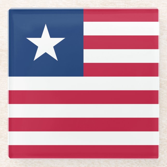 Liberia Flag Glass Coaster (Front)