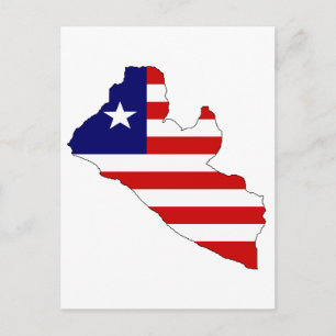 Liberia flag map postcard
