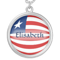 Liberia Flag + Name Necklace