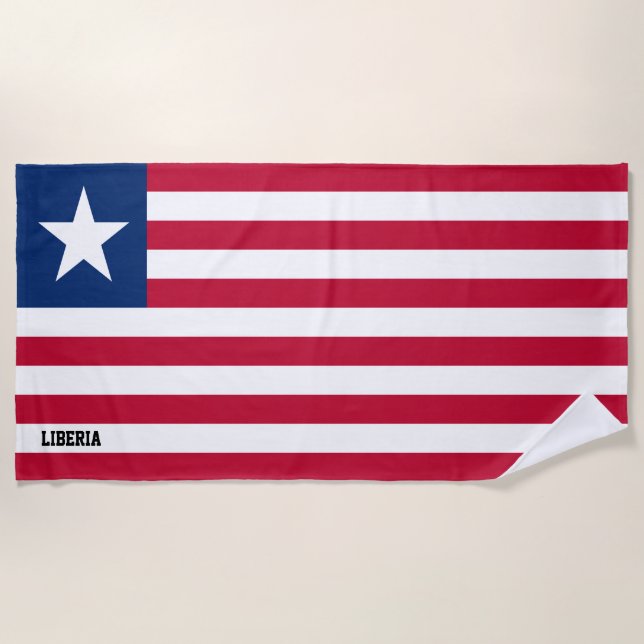 Liberia Flag Splendid Patriotic Beach Towel (Front)