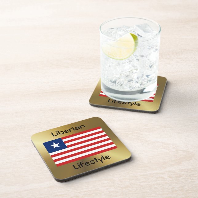 Liberia Flag+Text Coaster (Right Side)