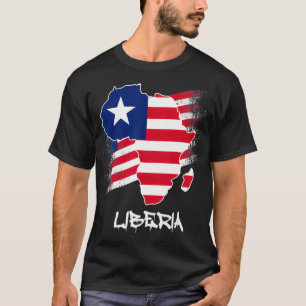 Liberia Flag With Africa Map Love Liberia Liberian T-Shirt