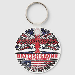 Liberia Liberian Uk United Kingdom British Tree Keychain