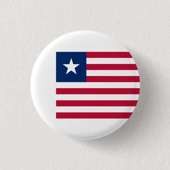 Liberian Flag, Flag of Liberia 1 Inch Round Button (Front)