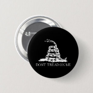 Libertarian Gadsden Flag Don't Tread on Me Black 2 Inch Round Button