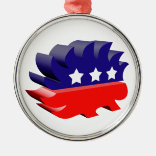 Libertarian porcupine 3D Metal Ornament
