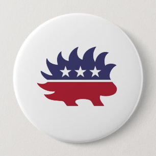 Libertarian Porcupine - - 4 Inch Round Button
