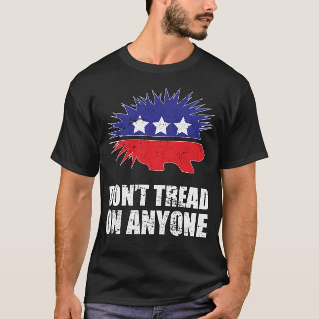 Libertarian Porcupine logo Don't Tread on Anyone T-Shirt (Front)