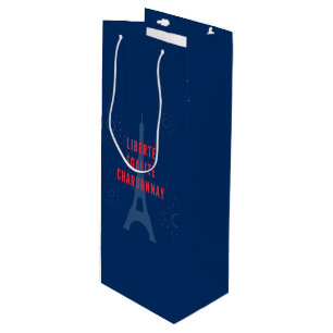 Liberté Égalité Chardonnay Funny Eiffel Tower Wine Gift Bag