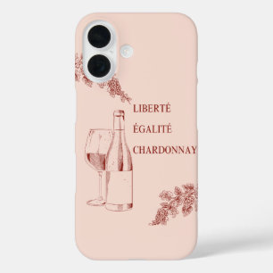 Liberté Égalité Chardonnay Funny Wine Illustration iPhone 16 Case