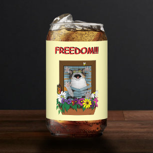 Liberté Évasion Drôle Chat Floral Jaune Fenêtre