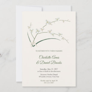 Libertia White Flower Spray Wedding Invitation