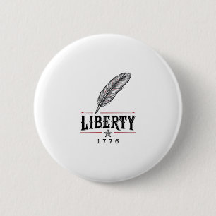 Liberty 1776 Patriotic Feather Vector Design_1 2 Inch Round Button
