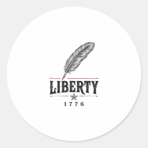 Liberty 1776 Patriotic Feather Vector Design_1 Classic Round Sticker