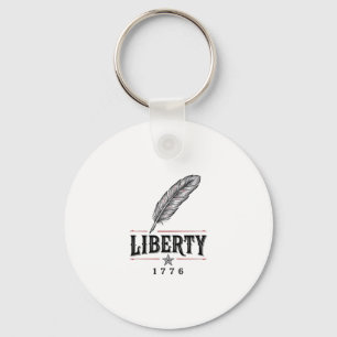 Liberty 1776 Patriotic Feather Vector Design_1 Keychain