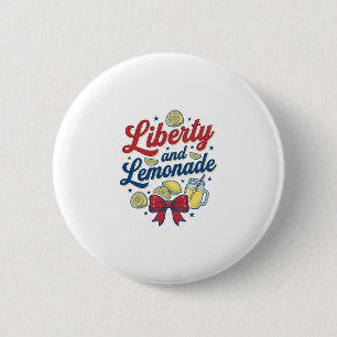 Liberty and Lemonade Patriotic Lemon Vector Shirt_ 2 Inch Round Button