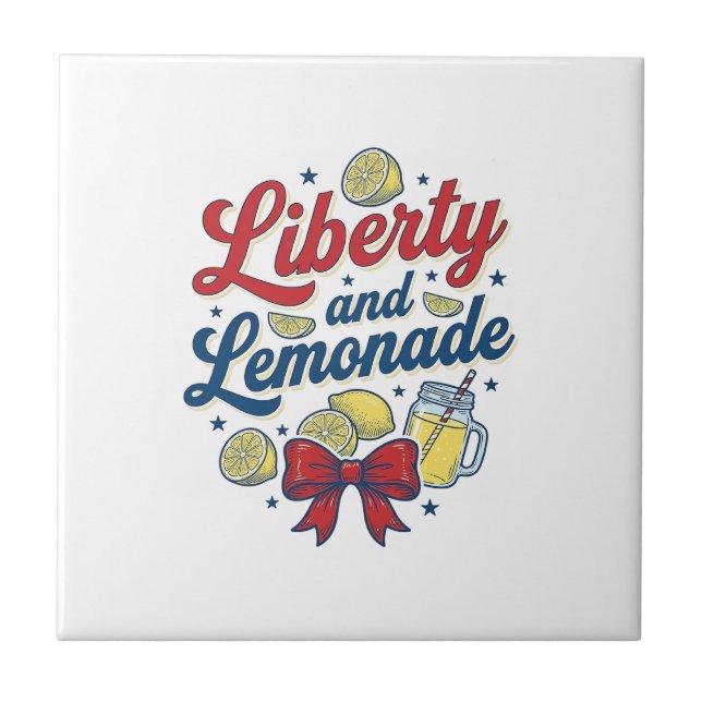 Liberty and Lemonade Patriotic Lemon Vector Shirt_ Tile (Front)