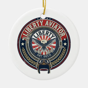 Liberty Aviator Patriotic Patriotic Aviation Vinta Ceramic Ornament