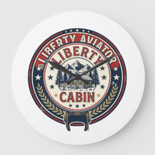 Liberty Aviator Patriotic Patriotic Aviation Vinta Large Clock