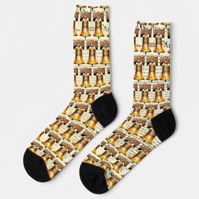 Liberty Bell on Declaration of Independence Socks (Left)