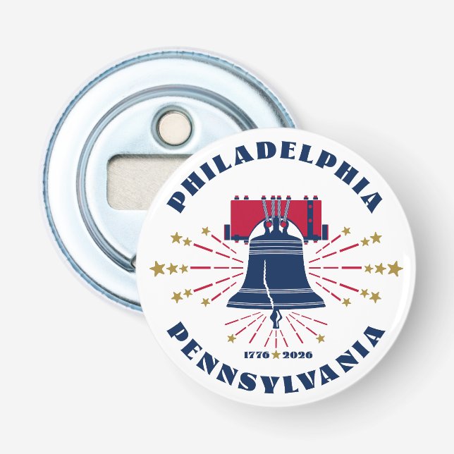 Liberty Bell Patriotic Button Bottle Opener (Front)