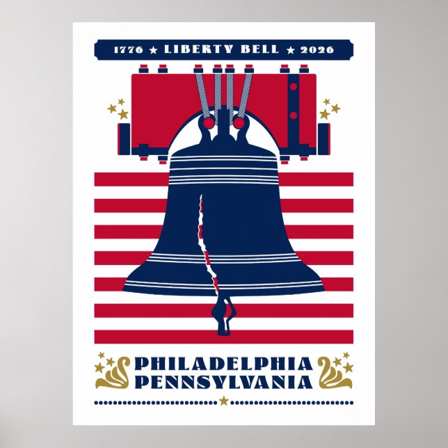 Liberty Bell Philadelphia Pennsylvania Stripes Poster (Front)