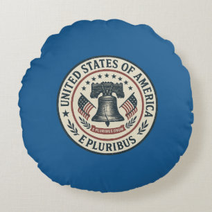 Liberty Bell Seal — Vintage “E Pluribus Unum” Round Pillow