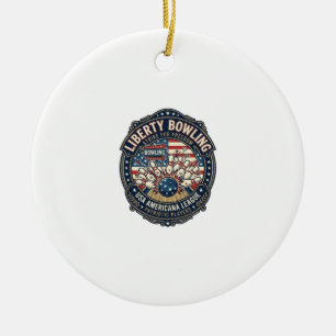 Liberty Bowling Patriotic Patriotic Bowling Vintag Ceramic Ornament