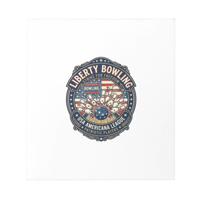 Liberty Bowling Patriotic Patriotic Bowling Vintag Notepad (Front)