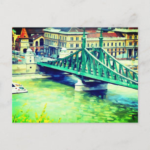  Liberty bridge -Budapest - painting  Postcard