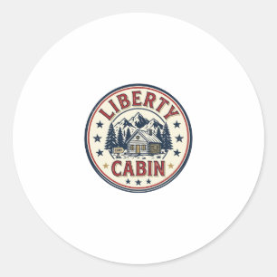 Liberty Cabin Patriotic Patriotic Mountain Cabin V Classic Round Sticker