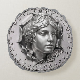 Liberty Coin  Round Pillow
