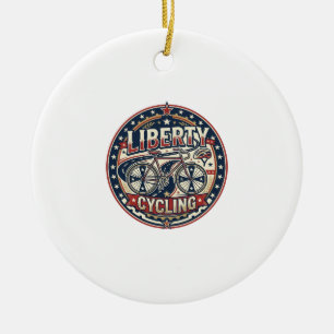 Liberty Cycling Patriotic Patriotic Cycling Vintag Ceramic Ornament
