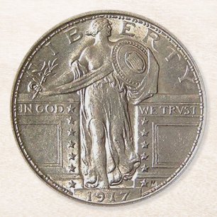 Liberty Dollar Round Paper Coaster