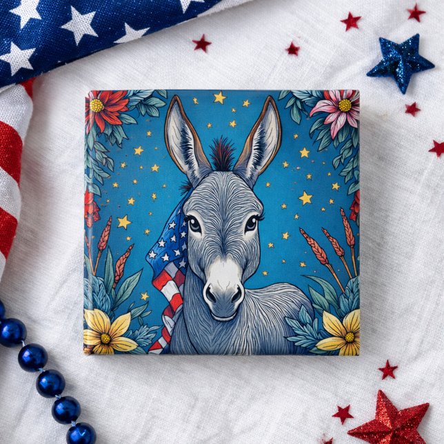 Liberty Donkey 2 Inch Square Button (Creator Uploaded)