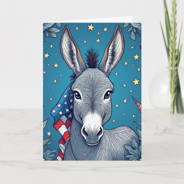 Liberty Donkey Flag Vote Reminder Card (Front)
