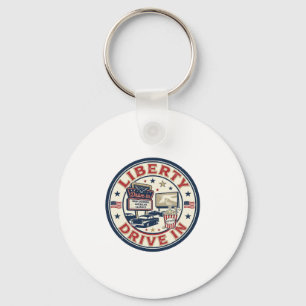 Liberty Drive In Patriotic Patriotic Drive In Thea Keychain