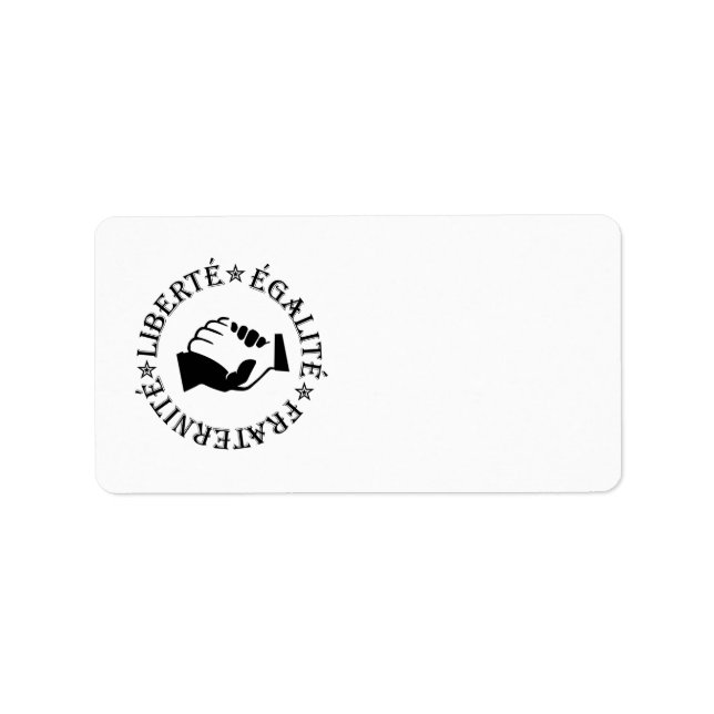 Liberty, equality, fraternity label (Front)