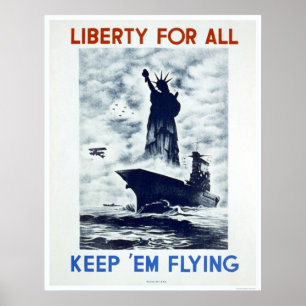 Liberty For All WWII 1942 WPA Poster