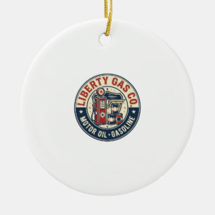 Liberty Gas Co Patriotic Patriotic Gas Station Mot Ceramic Ornament