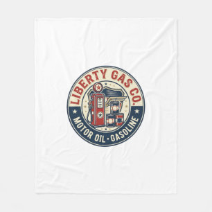 Liberty Gas Co Patriotic Patriotic Gas Station Mot Fleece Blanket