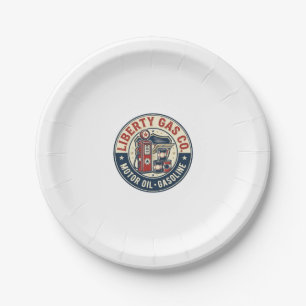 Liberty Gas Co Patriotic Patriotic Gas Station Mot Paper Plate