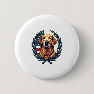 Liberty Golden Retriever Vintage Patriotic Tee 2 Inch Round Button