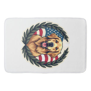 Liberty Golden Retriever Vintage Patriotic Tee 4 Bath Mat