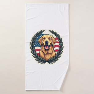 Liberty Golden Retriever Vintage Patriotic Tee 4 Bath Towel