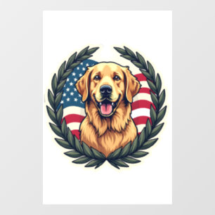 Liberty Golden Retriever Vintage Patriotic Tee 4 Window Cling